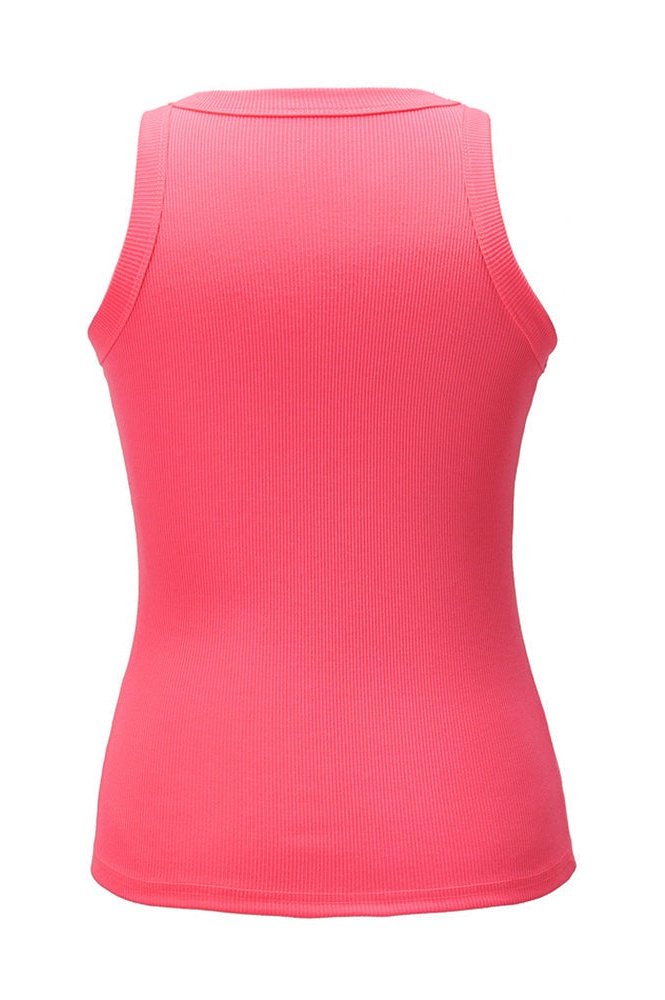 Ribbed Button Side Cut Out Tank Top