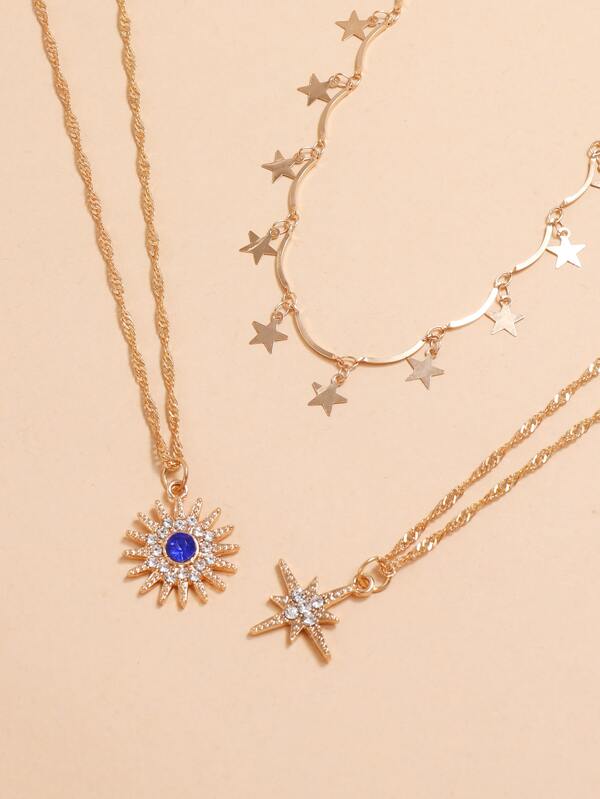 3pcs Star Decor Necklace