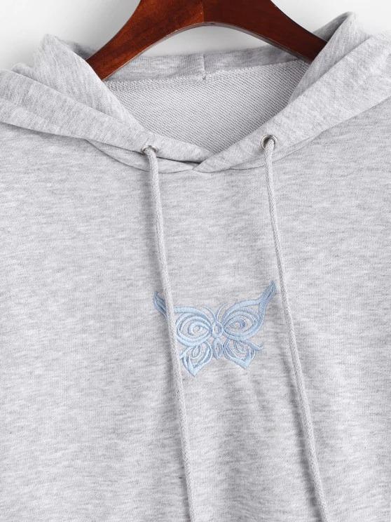 Marled French Terry Butterfly Embroidered Hoodie