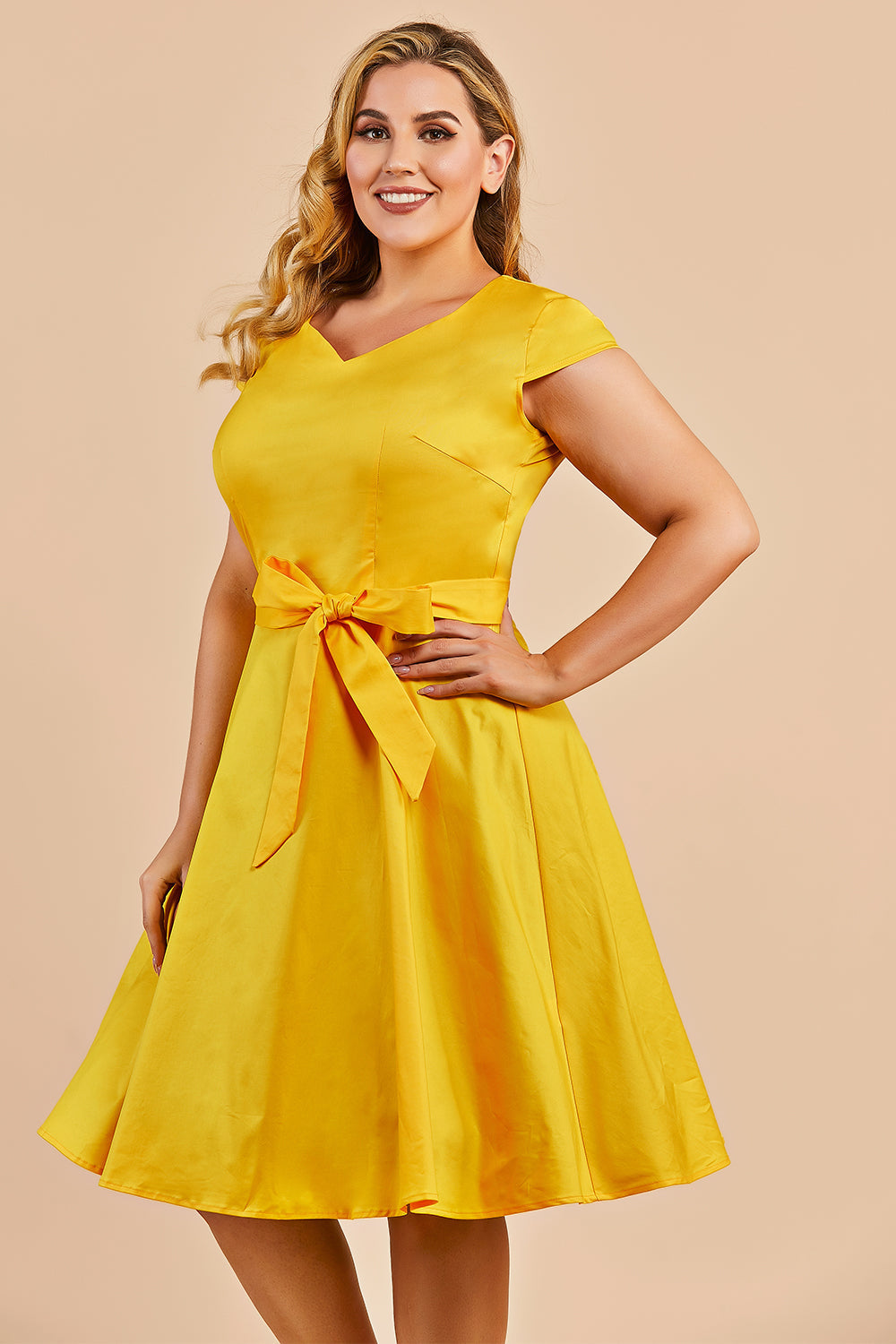Plus Size Yellow Vintage 1950s Dress