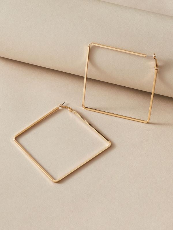 1pair Geometric Hoop Earrings - INS | Online Fashion Free Shipping Clothing, Dresses, Tops, Shoes