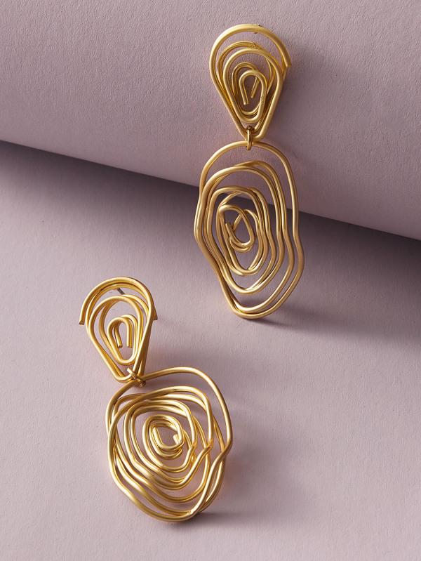 1pair Line Twist Drop Earrings - INS | Online Fashion Free Shipping Clothing, Dresses, Tops, Shoes