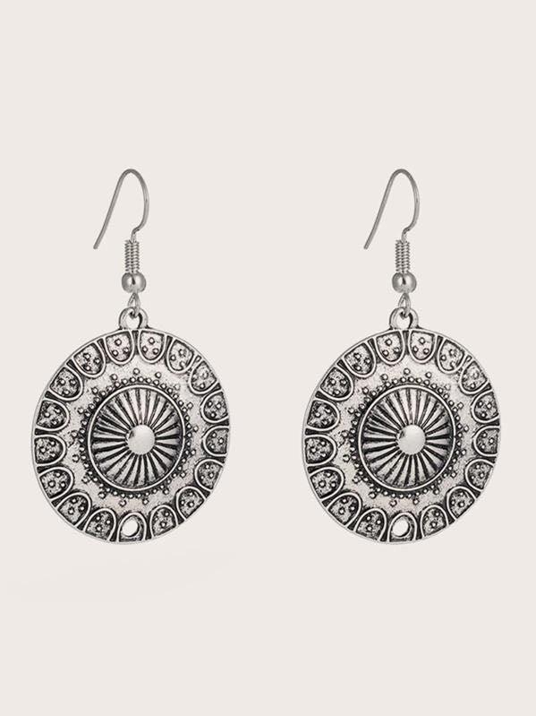1pair Tribal Round Drop Earrings - INS | Online Fashion Free Shipping Clothing, Dresses, Tops, Shoes