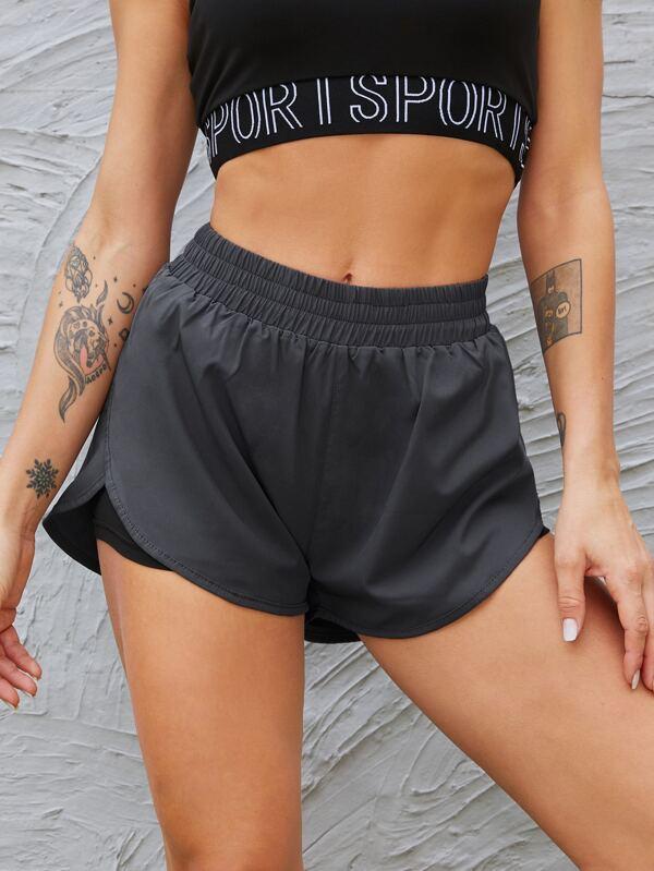 2 In 1 Tulip Hem Athletic Shorts - INS | Online Fashion Free Shipping Clothing, Dresses, Tops, Shoes
