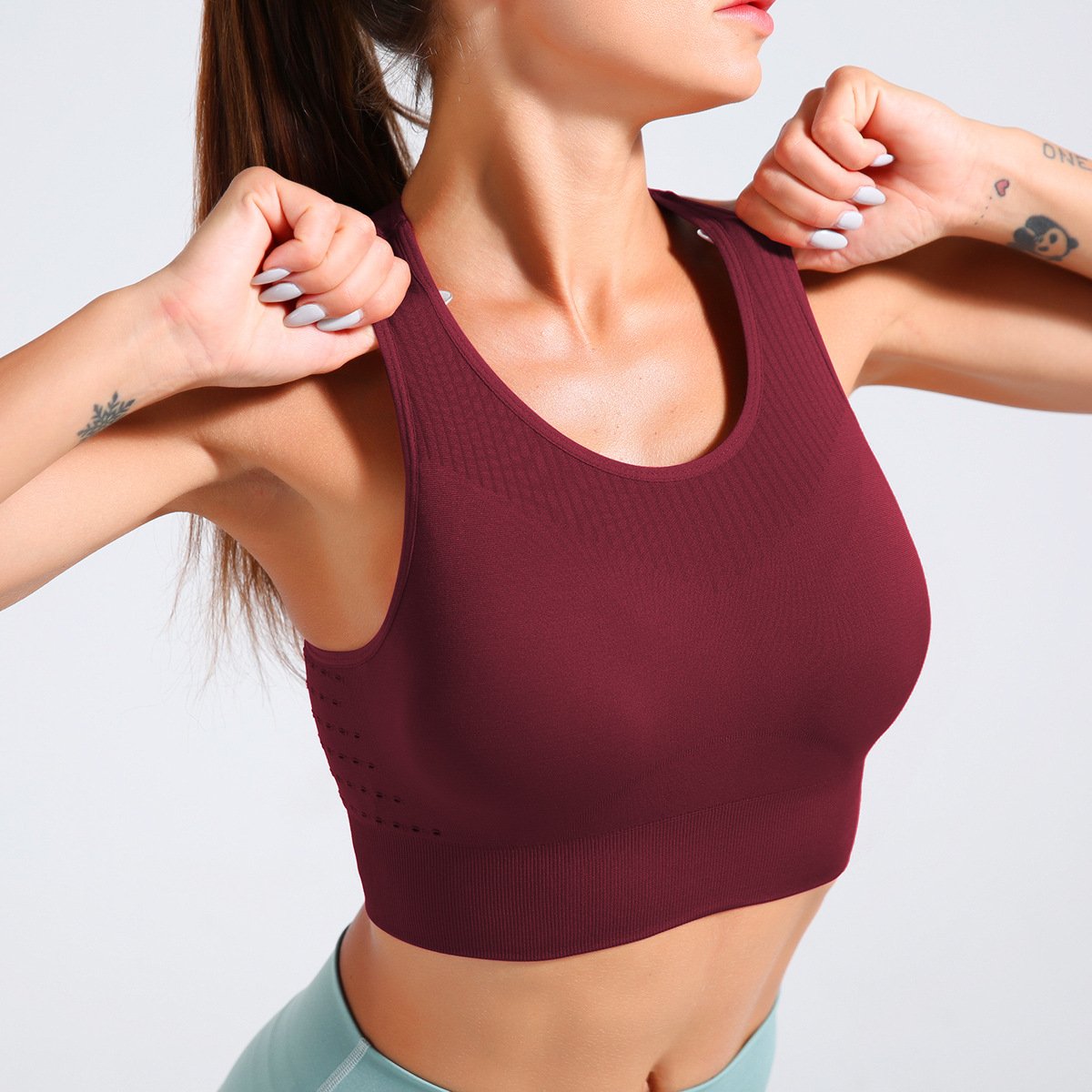 Seamless Breathable Hollow Out Racerback Sports Bra