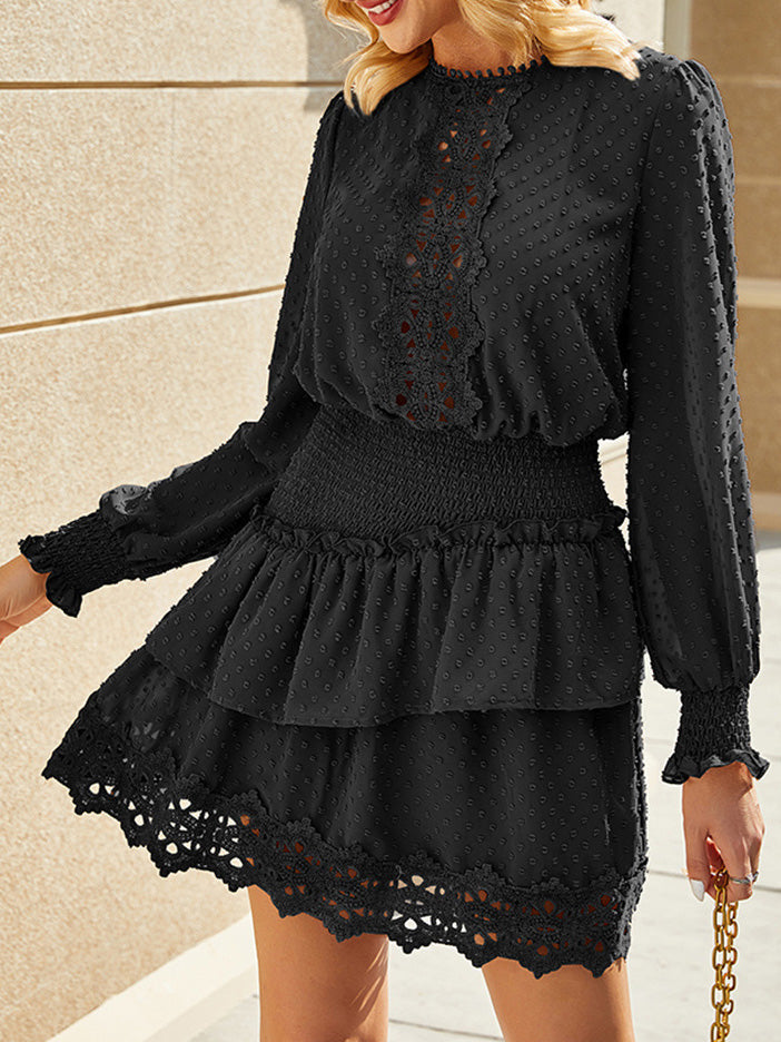 Women's Dresses Lace Elastic Waist Jacquard Dress