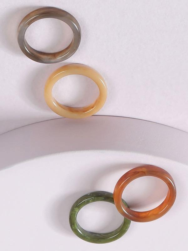 4pcs Resin Ring - INS | Online Fashion Free Shipping Clothing, Dresses, Tops, Shoes