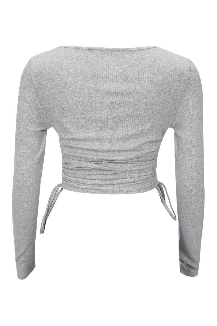 Scoop Neck Drawstring Side Bodycon Sweater