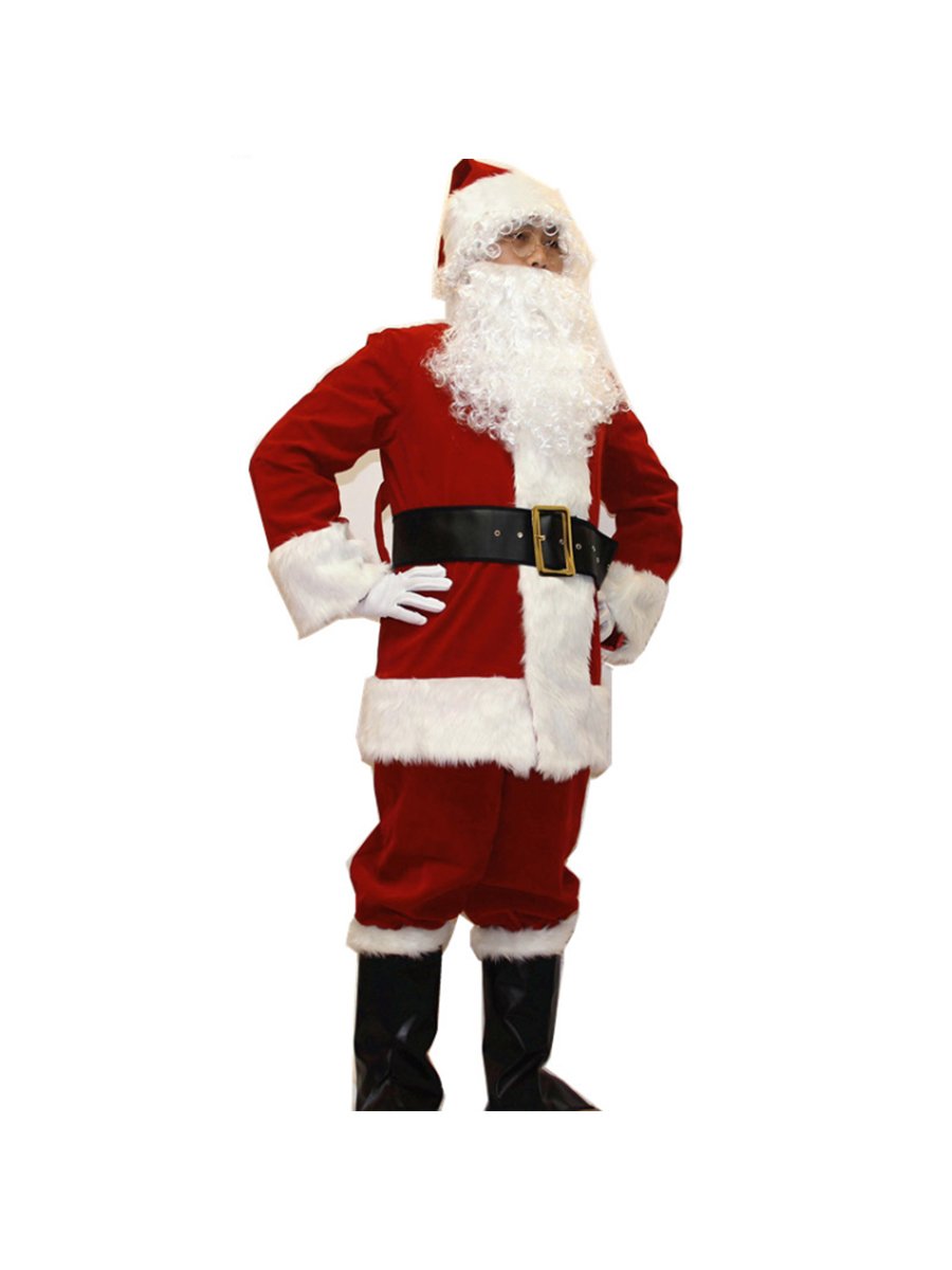 10 Pcs Christmas Set Cosplay Santa Claus Costume