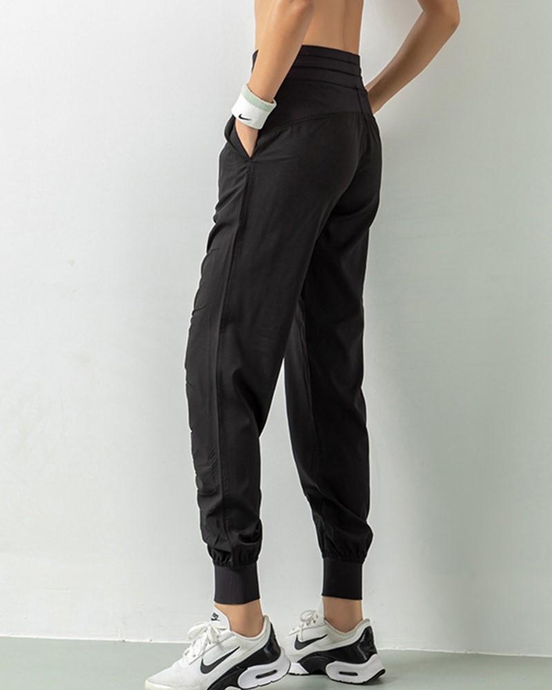 Quick Dry Drawstring Waist Ruched Front Sports Pants For Women