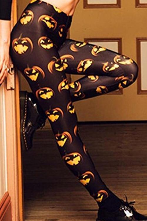 Pumpkin Printed Leggings