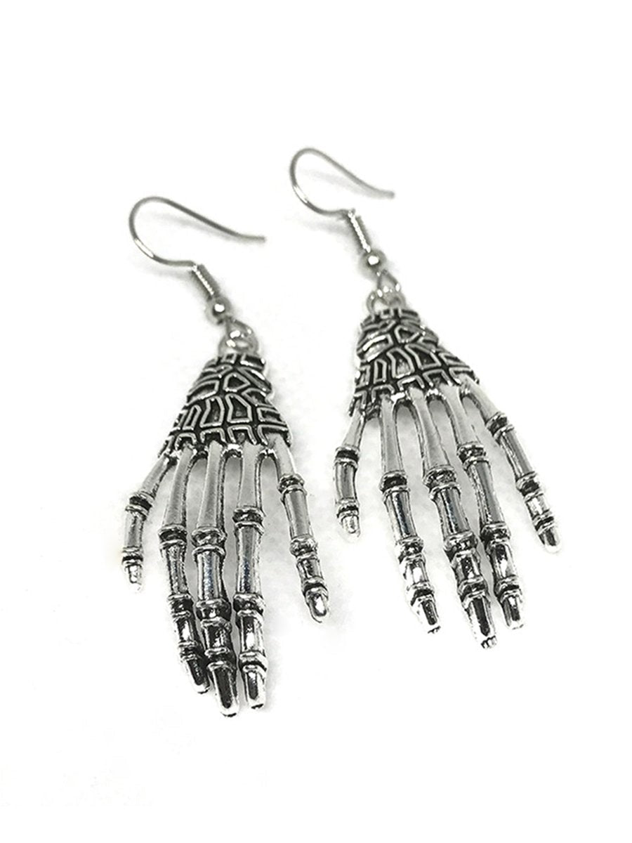 Punk Metal Earrings Halloween Skeleton Hands Earrings Accessories