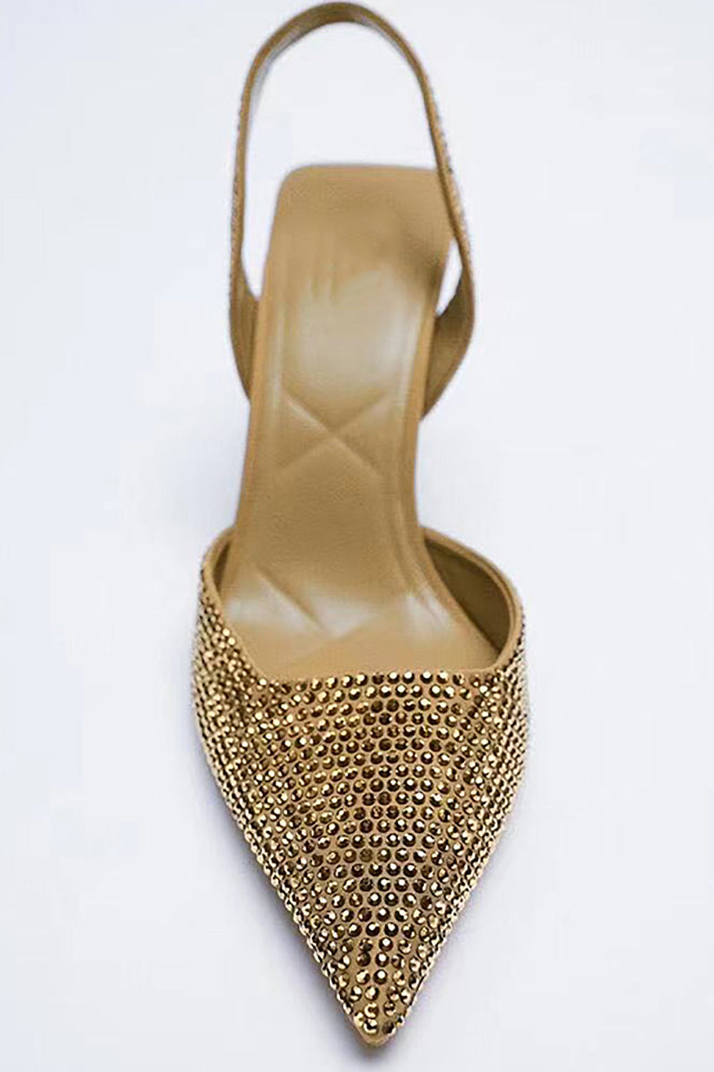 Pointed Toe Golden High Heels with Sequins