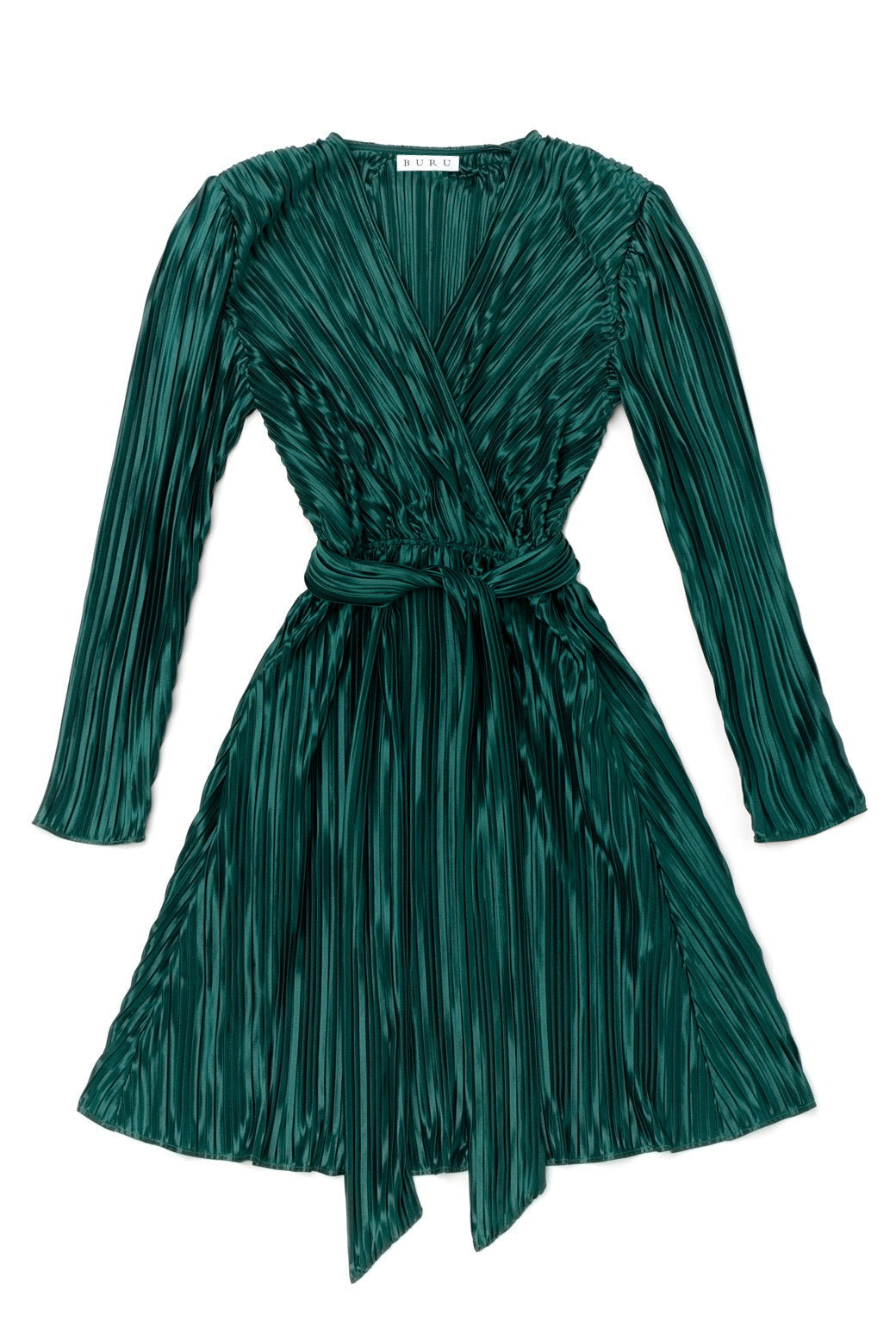 Pleated Mini Dress - Emerald