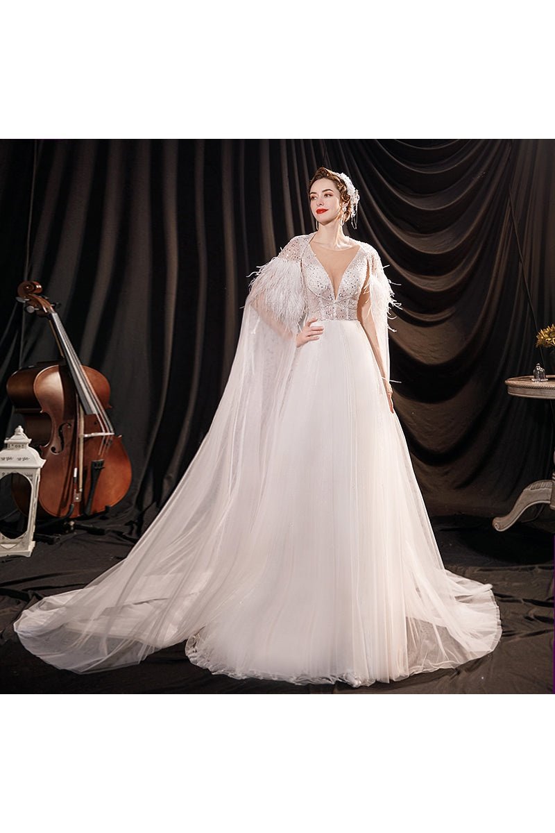 Romantic French Long Sleeve Wedding Dress