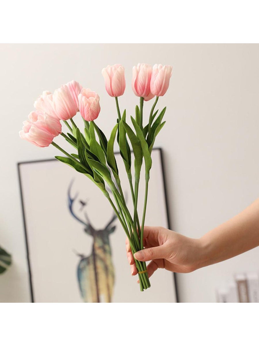 10 Pcs Tulip Artificial Flower Branch Real Touch Home Table Decor