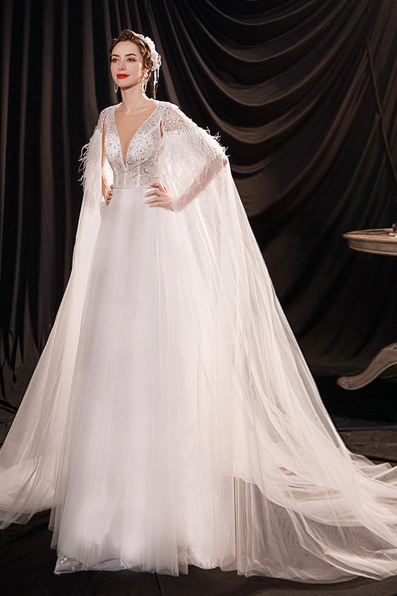 Romantic French Long Sleeve Wedding Dress