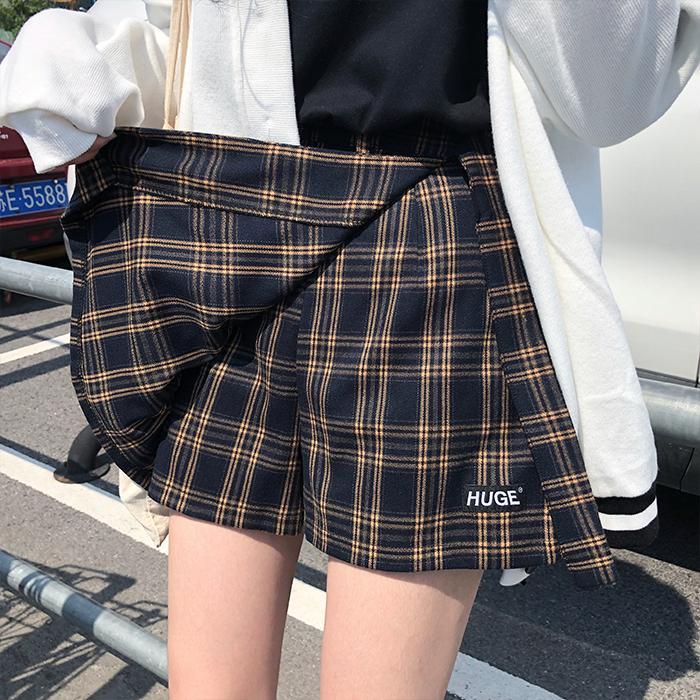 Preppy Style High Waist Plaid Shorts Skirts