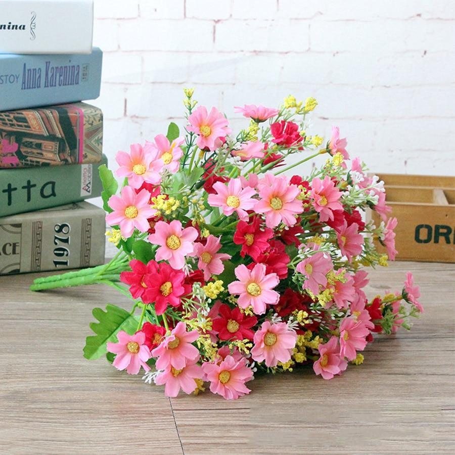 1 Bunch 28 Head Cineraria Artificial Flower Bouquet Home Office Decor