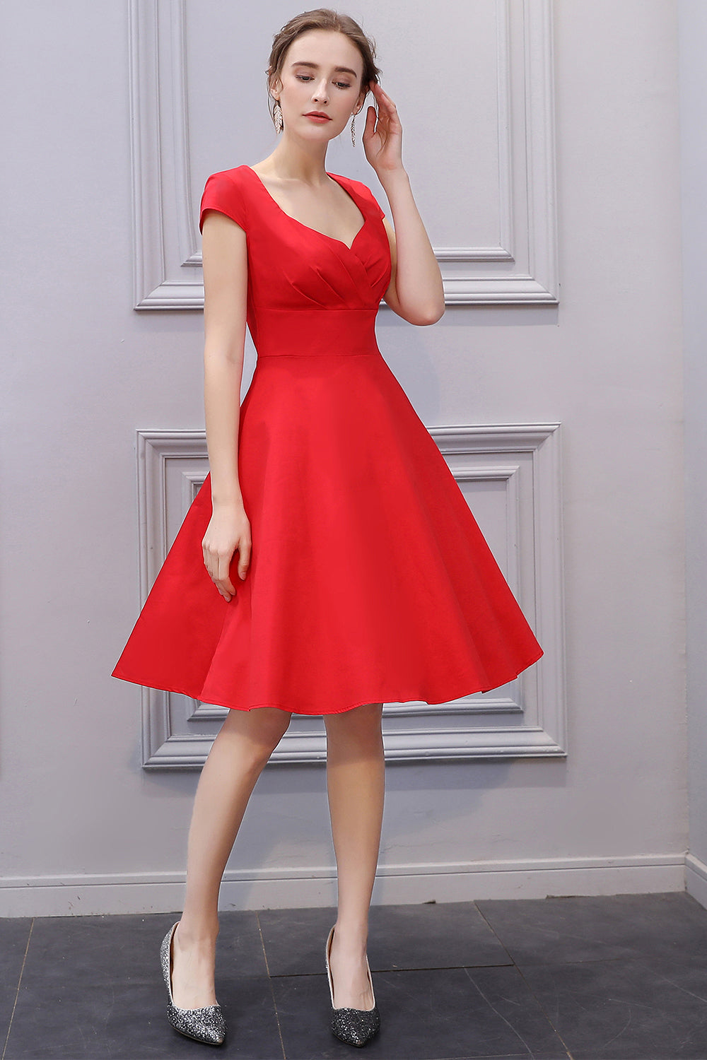 Red 1950 Swing Party Dress
