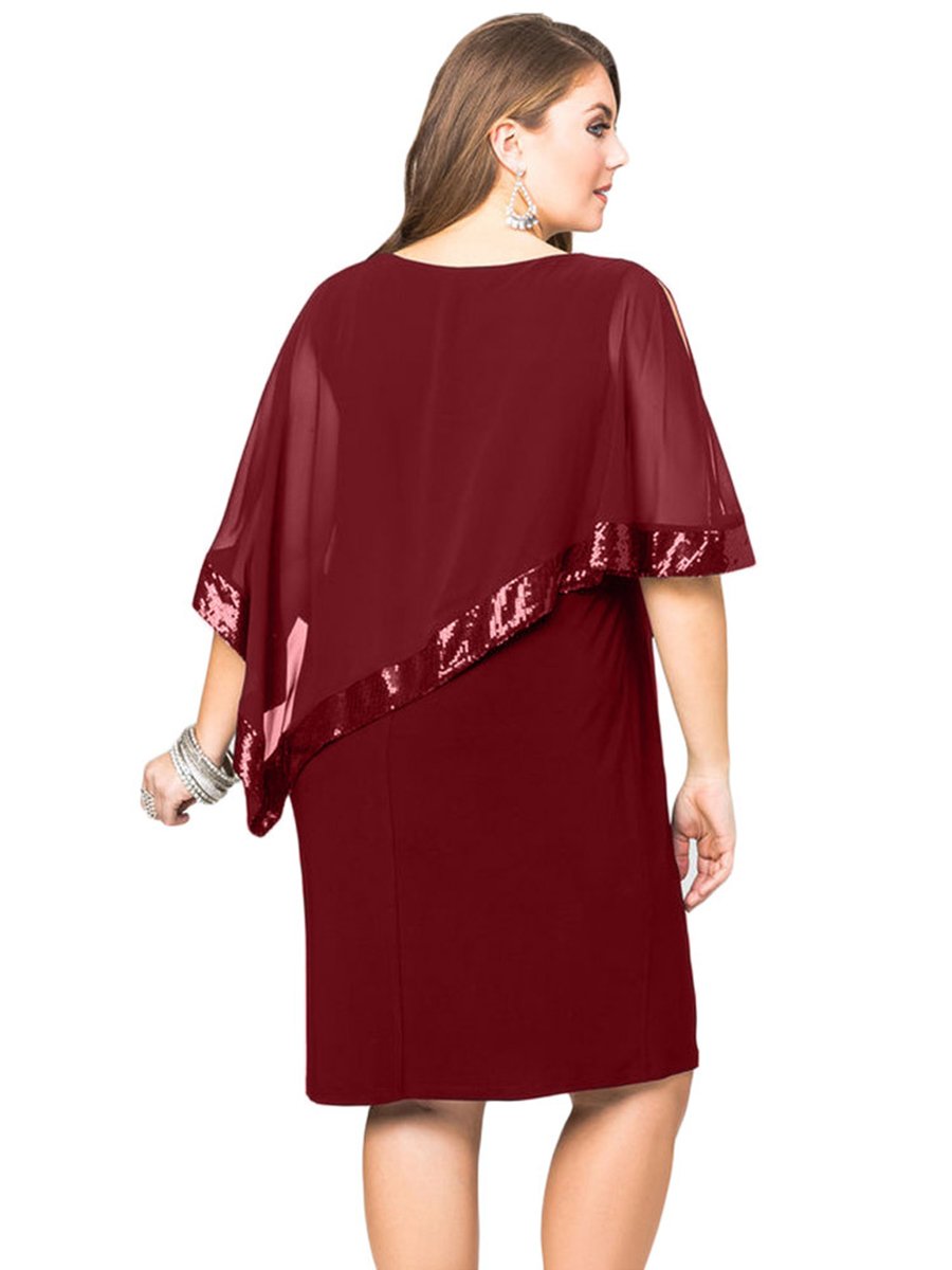 Plus Size Dress Batwing Sleeve Bodycon Midi Dress