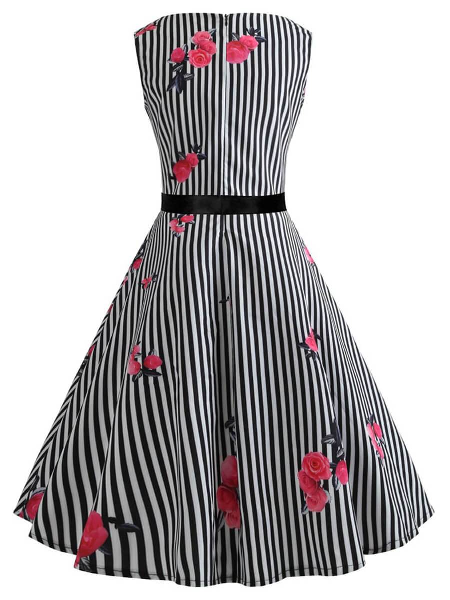 Retro Dress A-Line O-Neck Sleeveless Polyester Audrey Hepburn Dress
