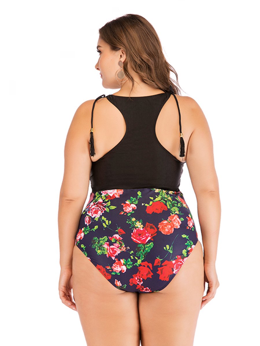 Plus Size One-piece Floral Swimwear Bikini Suit