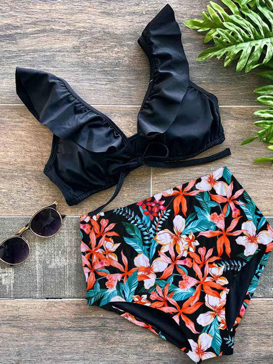 Ruffle Bathing Suit Push Up Bikini Set