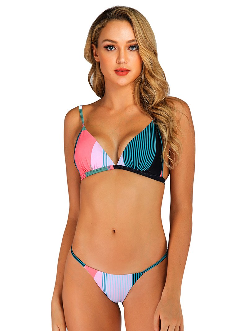 Modern Tanga Split Bikini Final Print Swimsuit