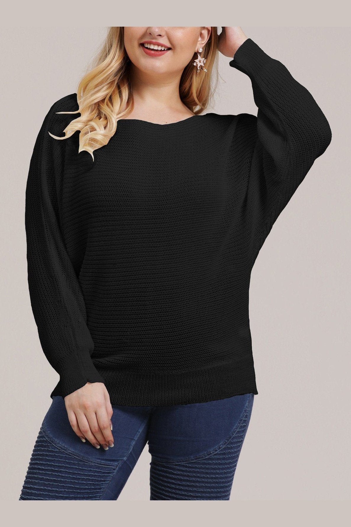 Plus Size Woman Oversized Loose Knitted Blouse