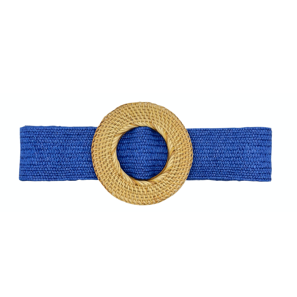 Rattan Buckle Stretch Belt - Royal Blue