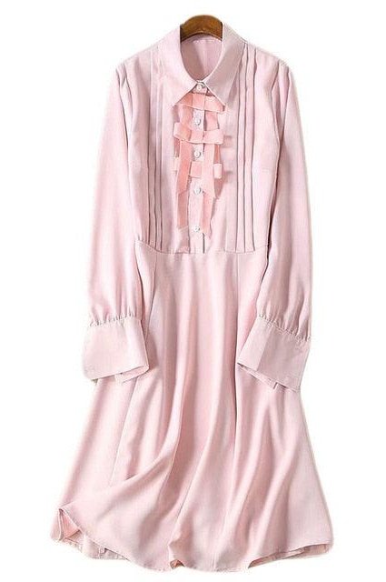 Pink Vintage Elegant Chic Imitation Pearl Midi Dress