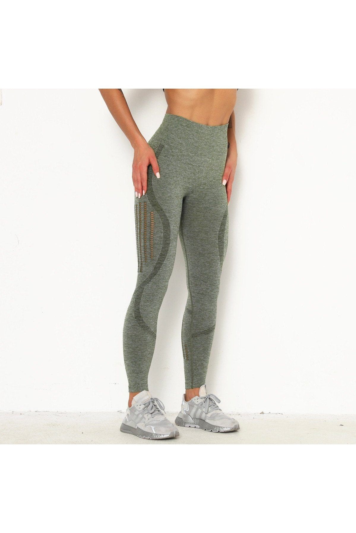 Seamless High-Waisted Hollow-Out Stretch Yoga Pants