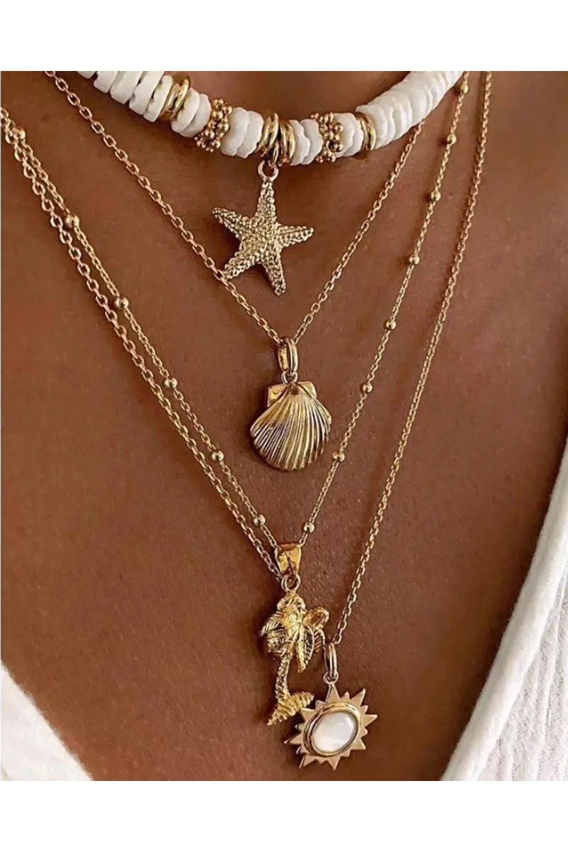 Seashel Starfish Beach Multi-Layer Necklace