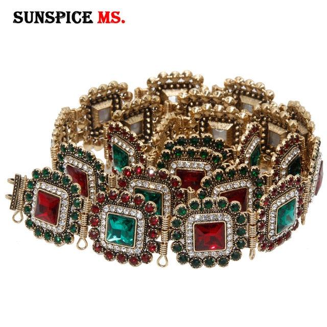 Red Green Crystal Wedding Jewelry Removable Metal Buckle