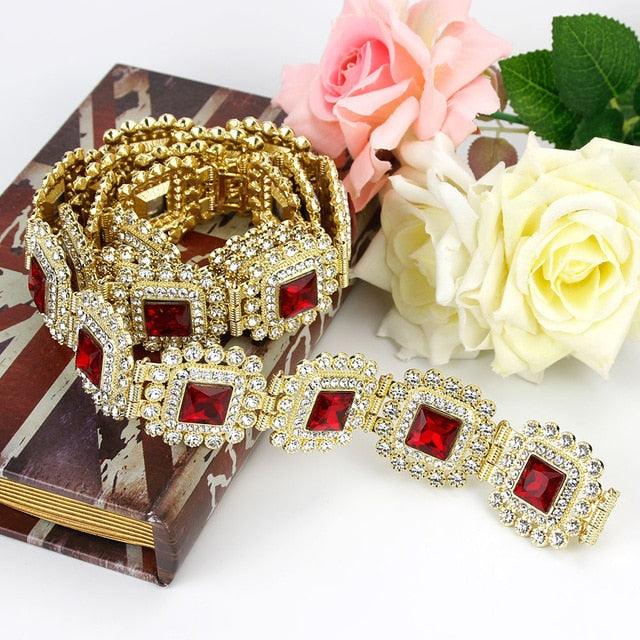 Red Green Crystal Wedding Jewelry Removable Metal Buckle