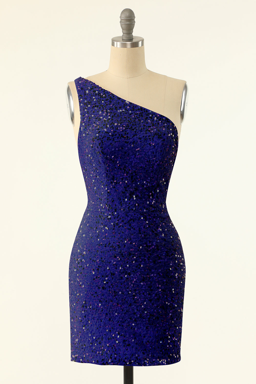 Royal Blue One Shoulder Sequins Tight Homecoming