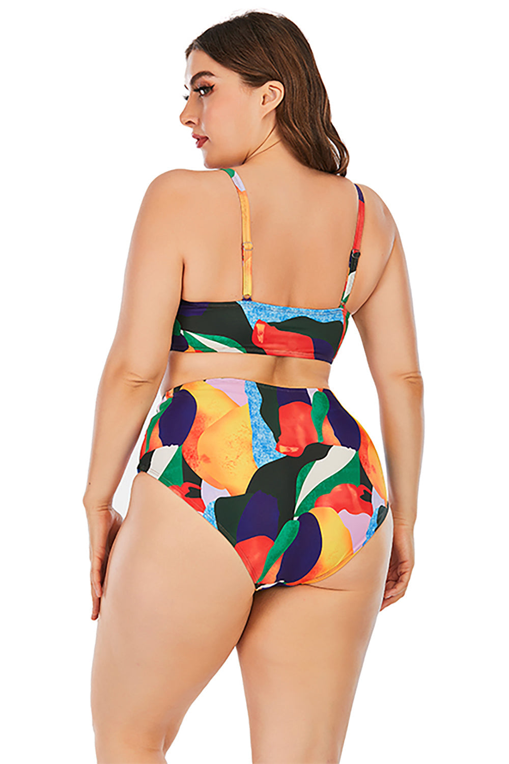 Plus Size High Waisted Print Swimsuit