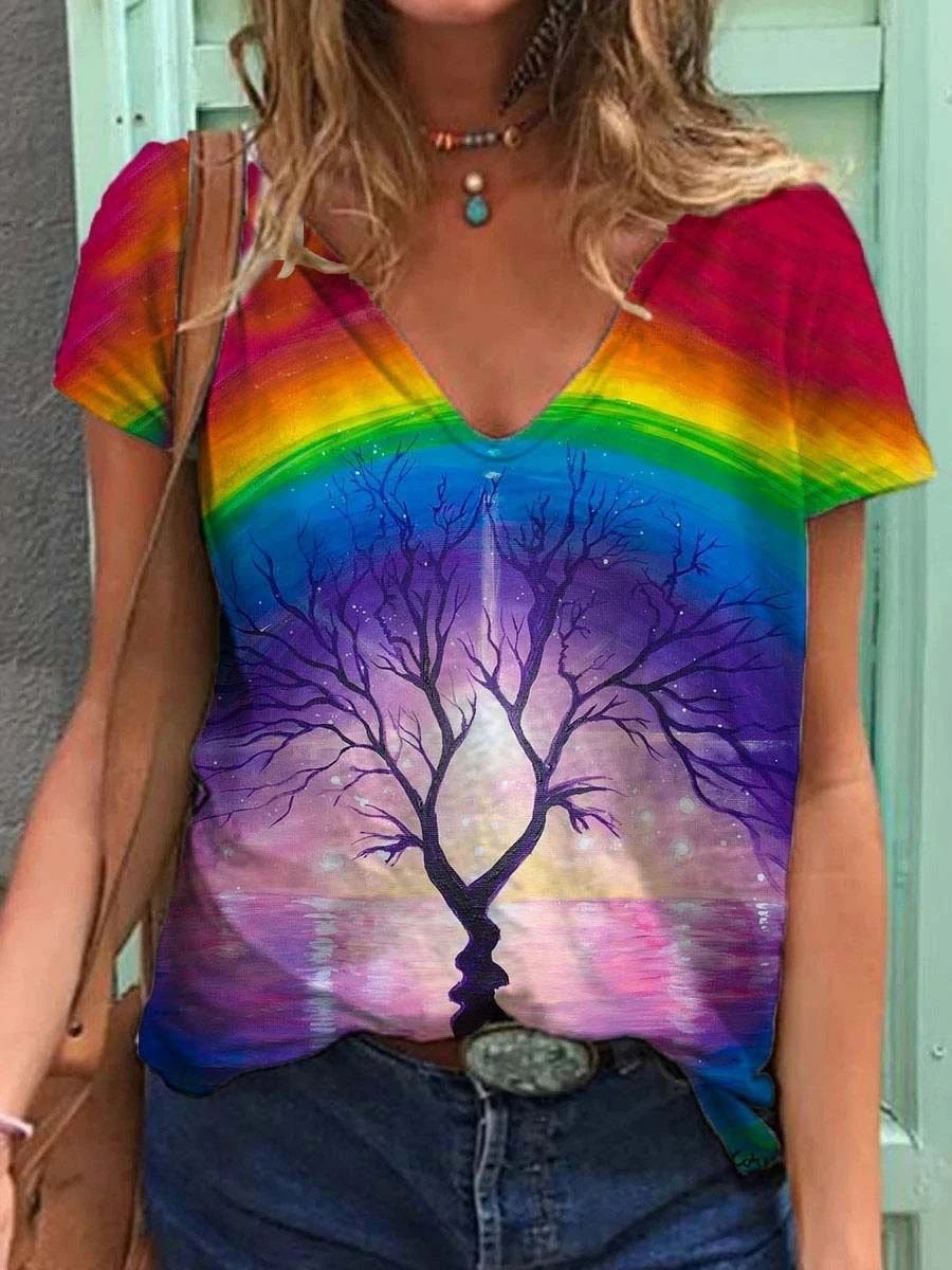 Abstract Painting Print Short-Sleeved T-Shirt - T-Shirts - INS | Online Fashion Free Shipping Clothing, Dresses, Tops, Shoes - 05/19/2021 - Category_T-Shirts - Color_Pattern