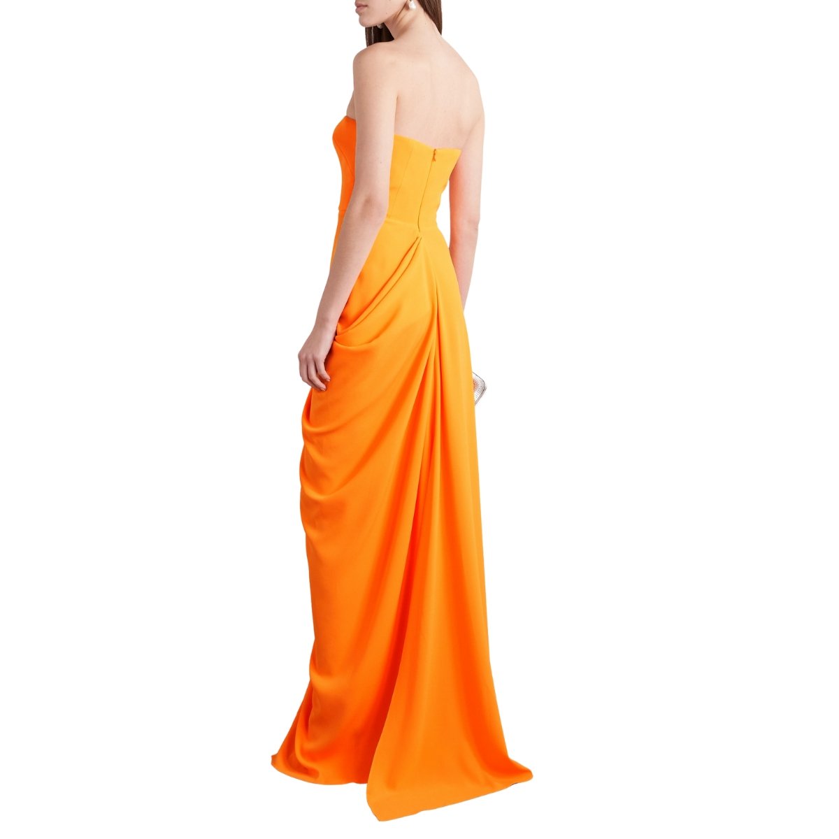 Reed Draped Crepe Strapless Gown