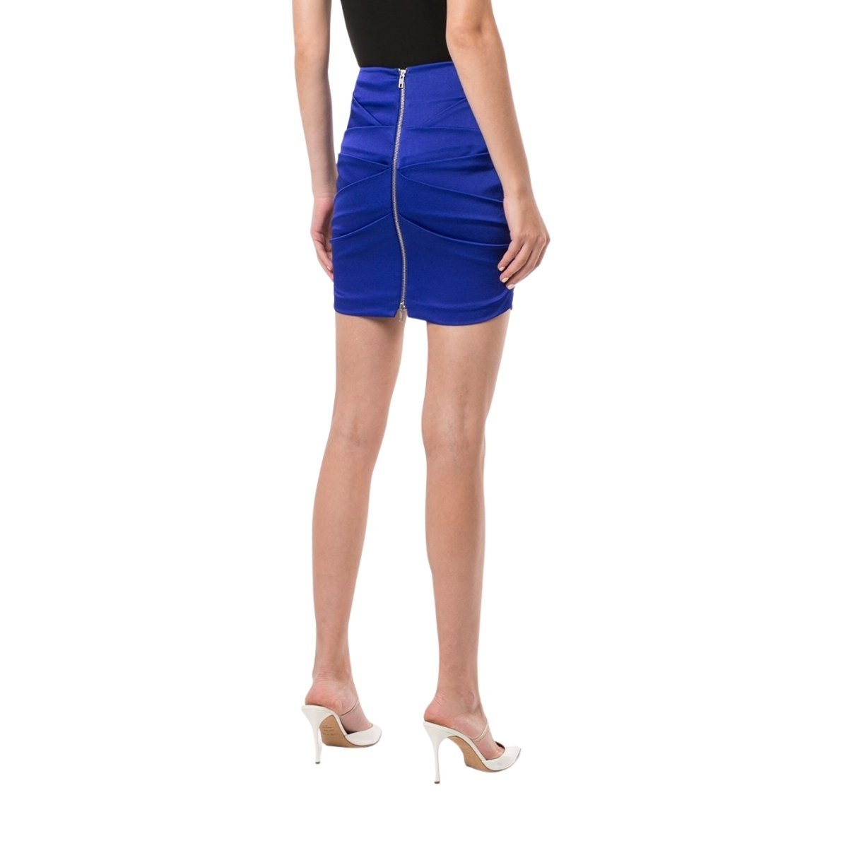 Satin Crepe Ruched Mini Skirt
