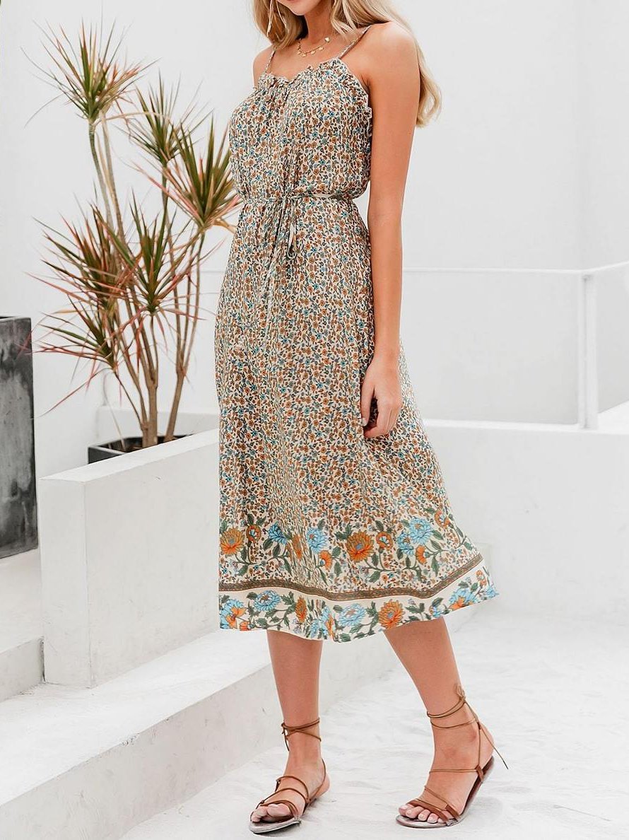Allover Floral Shirred Wrap Dress - Dresses - INS | Online Fashion Free Shipping Clothing, Dresses, Tops, Shoes - 01/26/2021 - 2XL - 3XL