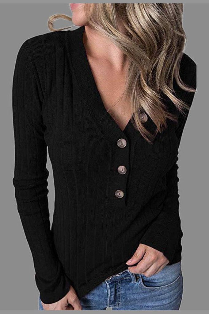 Ribbed Knit Button Up Bodycon Sweater