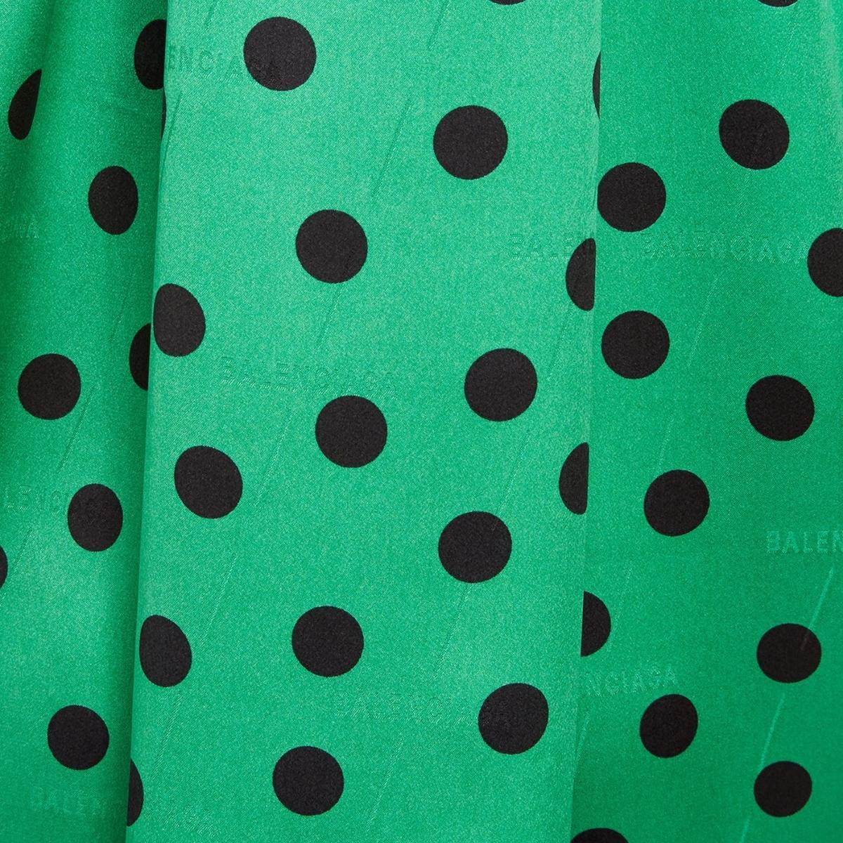 Polka Dot Print Long Sleeve Logo Jacquard Babydoll Dress