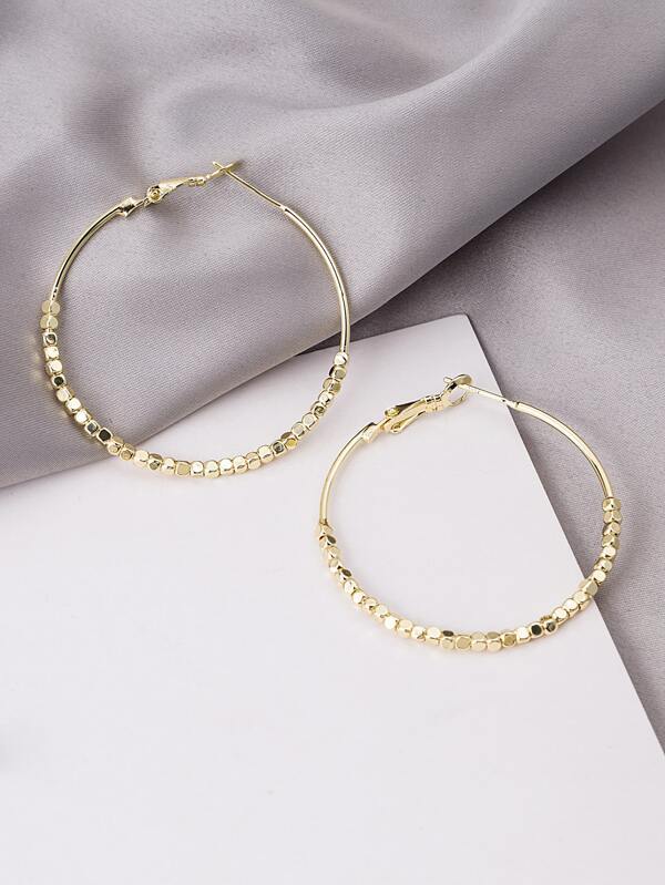 Bead Detail Hoop Earrings - INS | Online Fashion Free Shipping Clothing, Dresses, Tops, Shoes