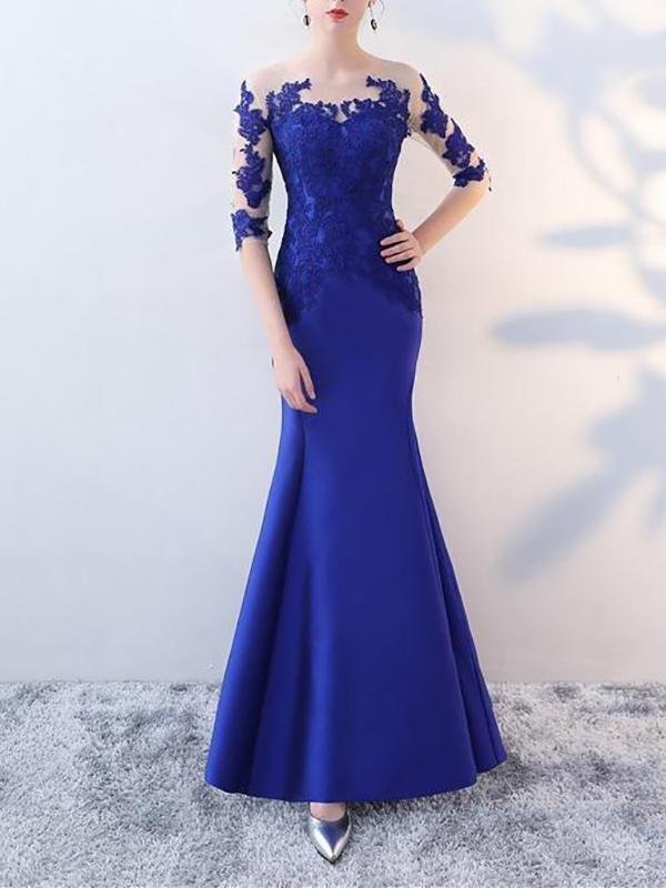 Beading Mermaid Plus Size Mother of the Bride Dress with Sleeve - Dresses - INS | Online Fashion Free Shipping Clothing, Dresses, Tops, Shoes - 03/02/2021 - Blue - Color_Blue
