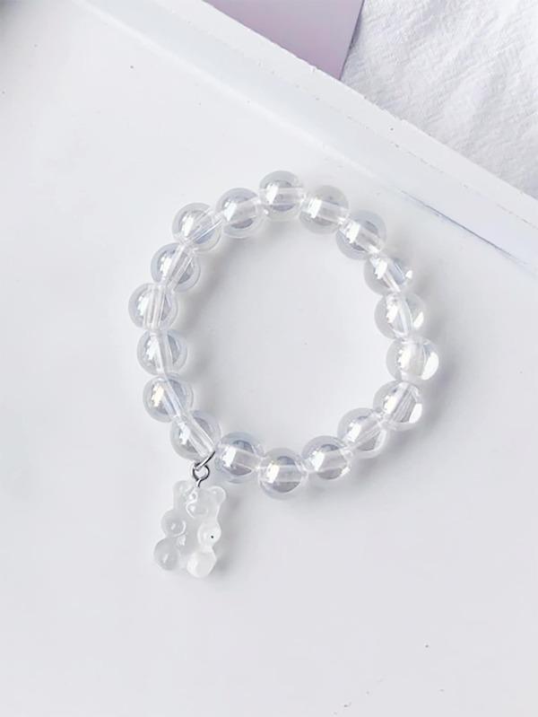Bear Charm Clear Beaded Bracelet - INS | Online Fashion Free Shipping Clothing, Dresses, Tops, Shoes