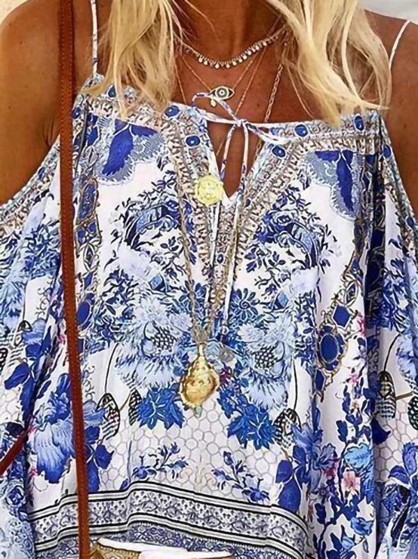 Boho Style Off Shoulder Suspender Blouses - Blouses - INS | Online Fashion Free Shipping Clothing, Dresses, Tops, Shoes - 10/06/2021 - BLO2106100061 - Blouses