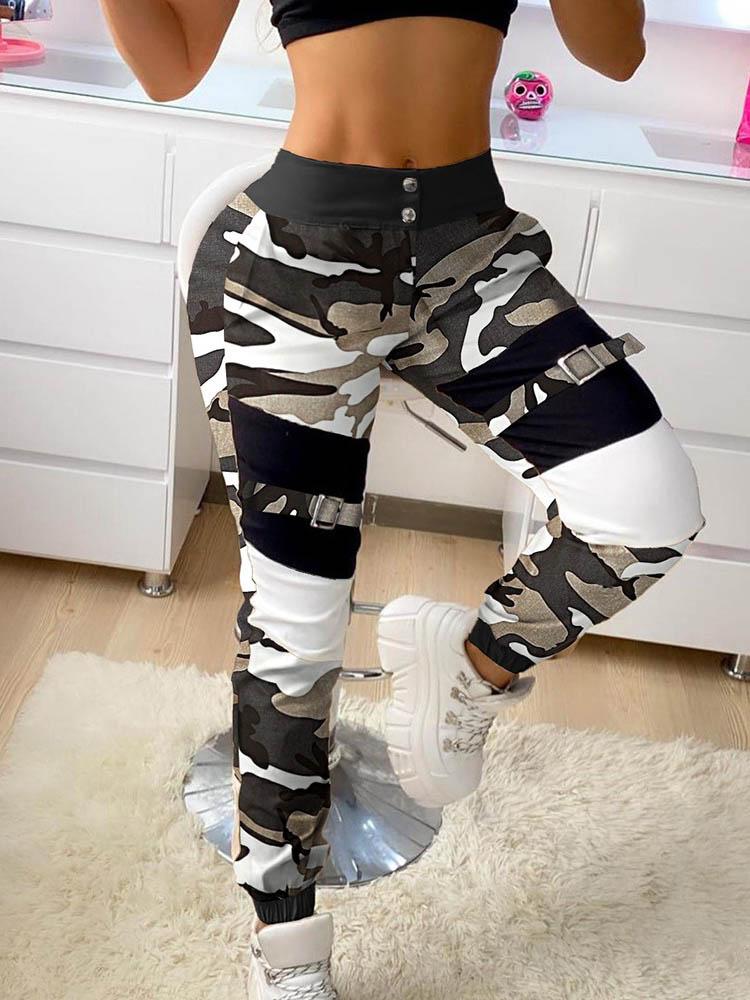 Buckle Camouflage Print Cargo Pants - Leggings - INS | Online Fashion Free Shipping Clothing, Dresses, Tops, Shoes - 04/05/2021 - Color_Camoflage - Leggings