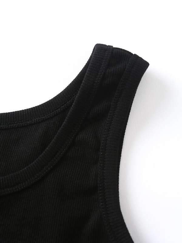Button Detail Scoop Neck Tank Top - INS | Online Fashion Free Shipping Clothing, Dresses, Tops, Shoes